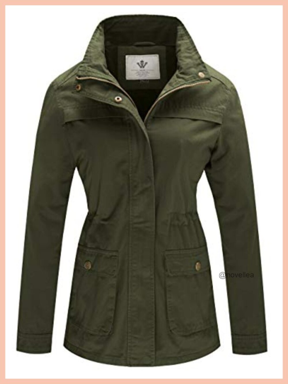 WenVen Women's Military Anorak Jacket Cotton Slim Fit Utility Coat